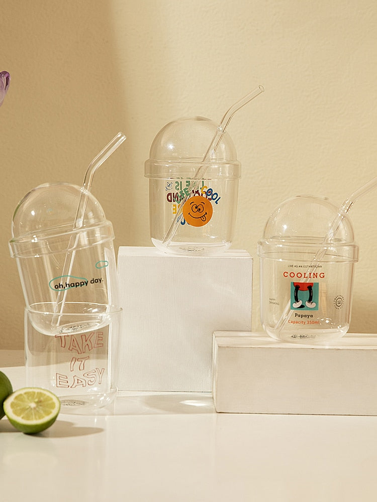 Suquila Cartoon Glass Straw Cup™